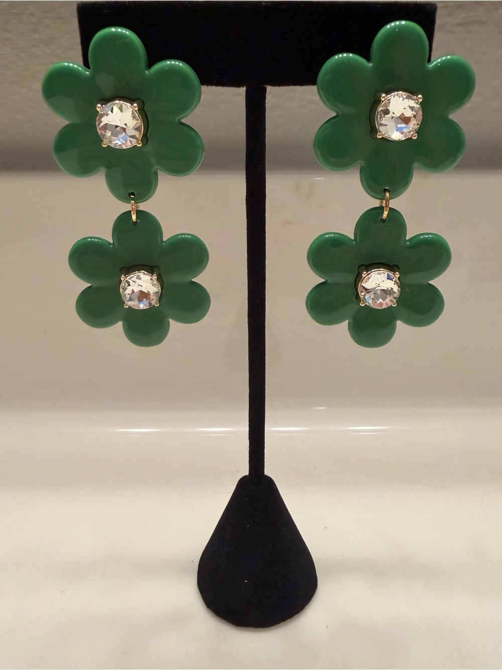 Kate Spade pink drop flower earrings with colored stone